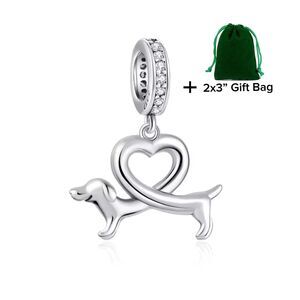 Dachshund Dog Lover Dangle Charm | 925 Silver | Brand New